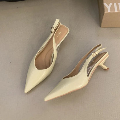 Bailamos Women Sandals Pointed Toe Elegant Low-heel Shoes Summer Fashion Slingback Woman Mules Shoes Pumps Dress Shoes