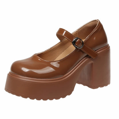 Black Super High Heels Mary Jane Shoes Women 2023 Goth Chunky Platform Pumps Woman Plus Size Ankle Buckle Party Lolita Shoes 42