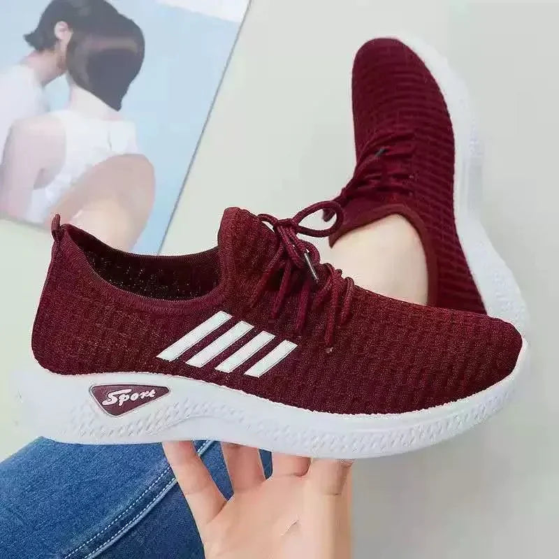New 2025 Trendy Women's Mesh Low-Top Running Sneakers with Air Mesh for Spring and Summer Women Flat Shoes