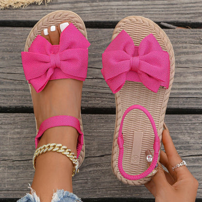 Women Anti-slip Trend Sandals 2025 New Summer Lightweight Sandals Fashion Beach Casual Slippers Outdoor Bow Tie Flat Shoes Home