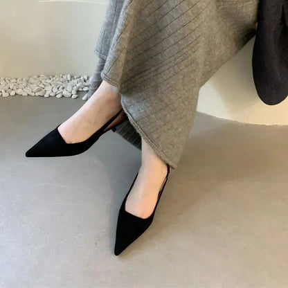 Bailamos Women Sandals Pointed Toe Elegant Low-heel Shoes Summer Fashion Slingback Woman Mules Shoes Pumps Dress Shoes