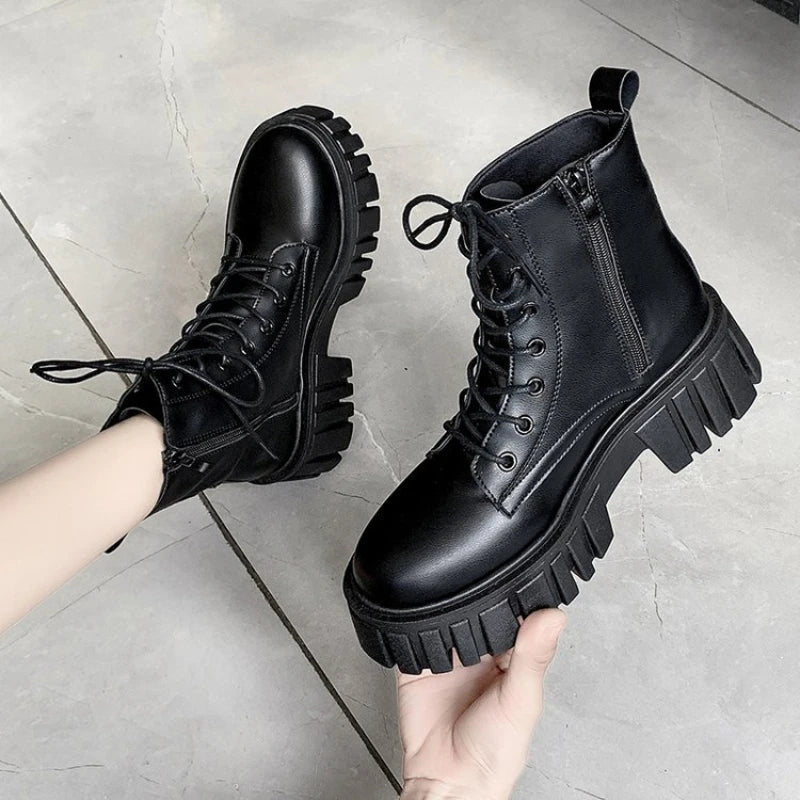 2024 New Women Leather Face Boots Outdoor nonslip walking shoe Fashion comfort soft soled boots casual female shoes Mujer